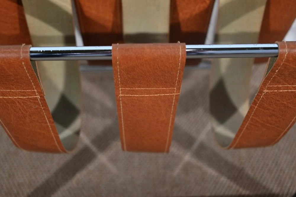 Leather And Chrome Magazine Rack From Novatrend, 1980s 5 Leather And Chrome Magazine Rack From Novatrend, 1980s - Image 5