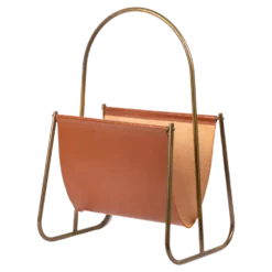 Leather Magazine Rack From Carl Auböck, Austria, 1960s