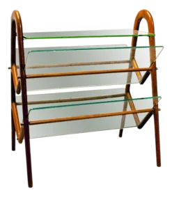 Magazine Rack In Wood & Glass By Ico Parisi, 1950s
