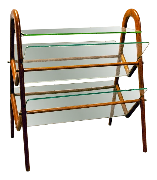 Magazine Rack In Wood & Glass By Ico Parisi, 1950s 1 Magazine Rack In Wood & Glass By Ico Parisi, 1950s