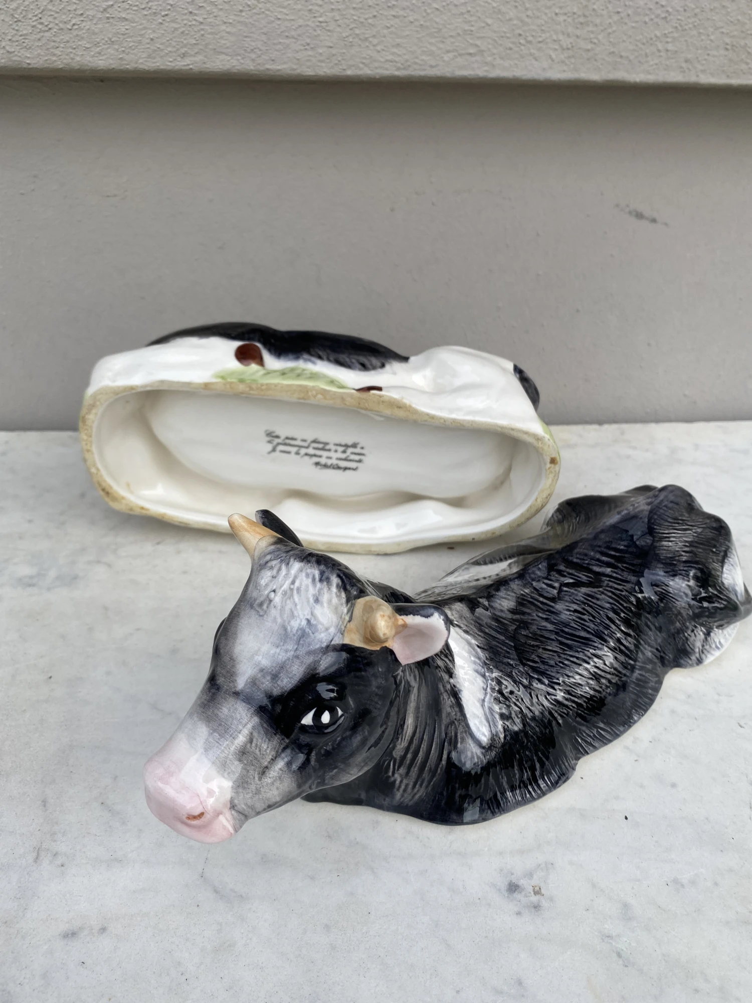 Majolica French Ceramic Cow Tureen Caugant 4 Majolica French Ceramic Cow Tureen Caugant - Image 4