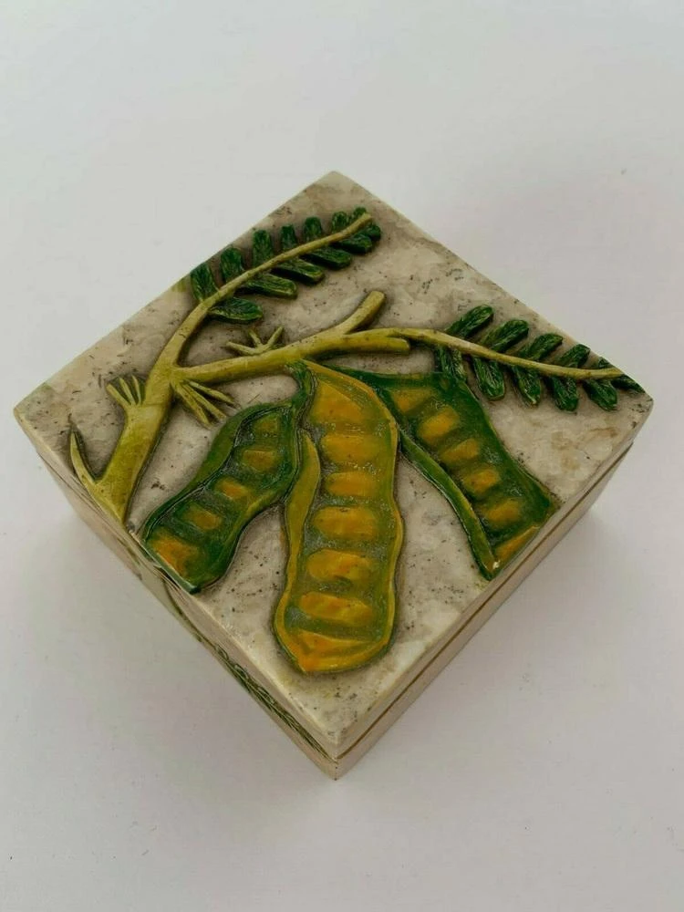 Marble & Polychrome Box With Foliage Decor, 1960s 8 Marble & Polychrome Box With Foliage Decor, 1960s - Image 8