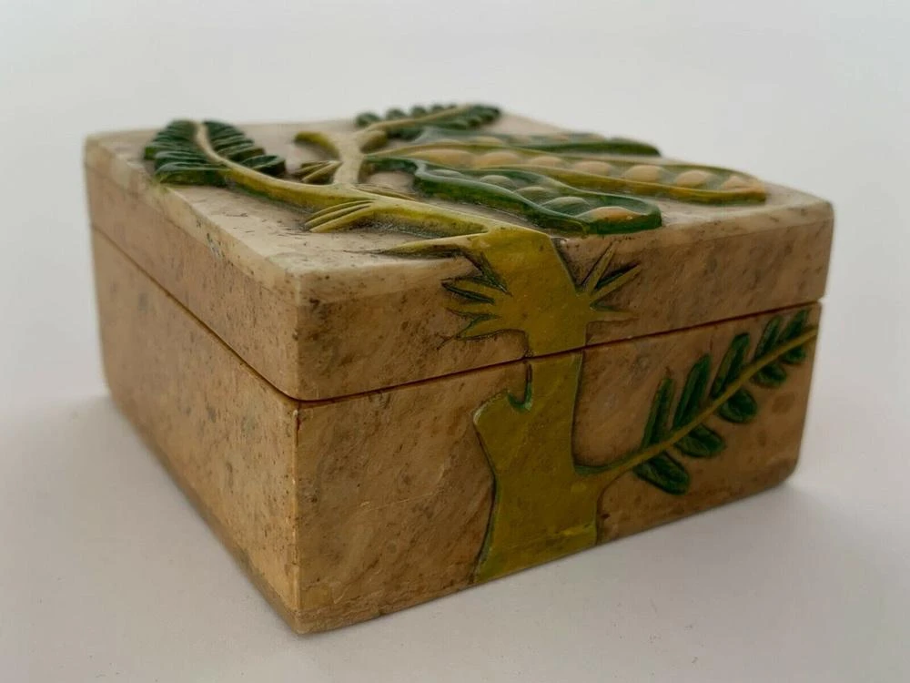 Marble & Polychrome Box With Foliage Decor, 1960s 5 Marble & Polychrome Box With Foliage Decor, 1960s - Image 5