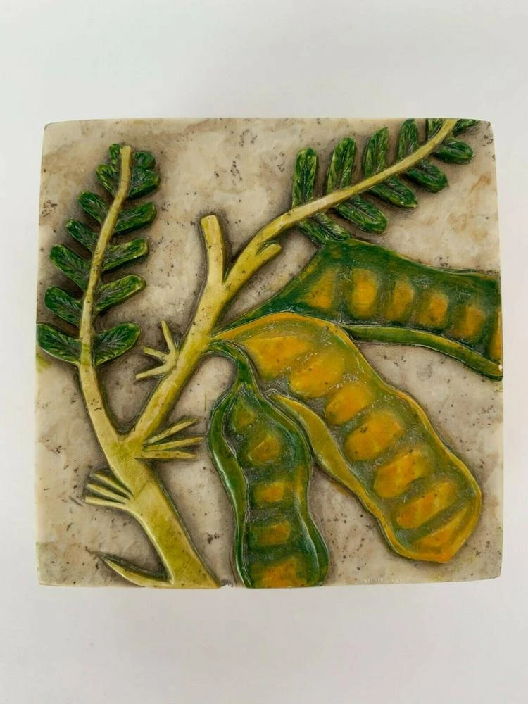 Marble & Polychrome Box With Foliage Decor, 1960s 4 Marble & Polychrome Box With Foliage Decor, 1960s - Image 4