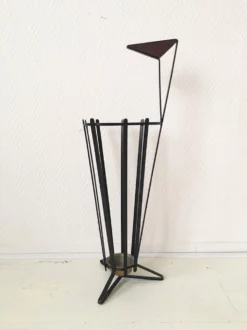 Metal And Teak Tripod Umbrella Stand In Style Of Mathieu Matégot, 1950s -Chairish Shop metal and teak tripod umbrella stand in style of mathieu mategot 1950s 6483