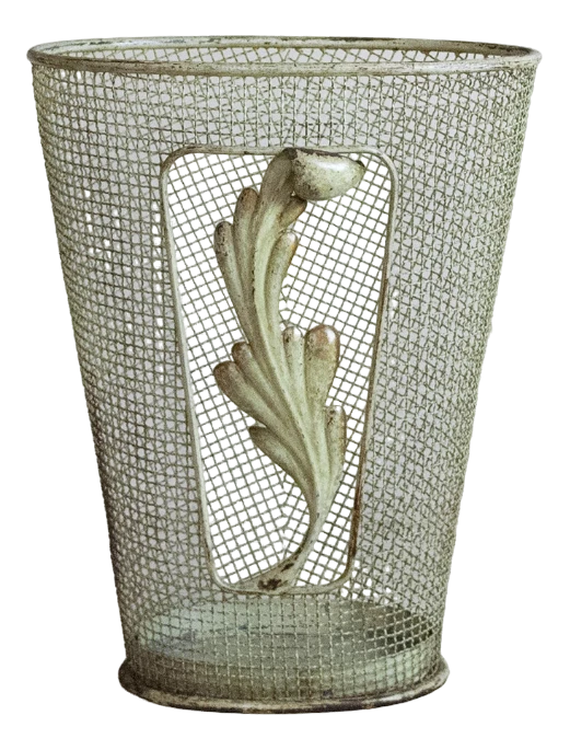 Metal Umbrella Stand With Embellished Leaf, 1950s 1 Metal Umbrella Stand With Embellished Leaf, 1950s