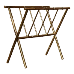 Mid-20th Century French Bamboo Brass Magazine Rack Maison Baguès Style