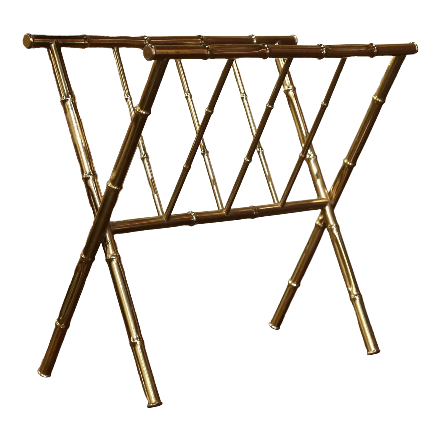 Mid-20th Century French Bamboo Brass Magazine Rack Maison Baguès Style 1 Mid-20th Century French Bamboo Brass Magazine Rack Maison Baguès Style