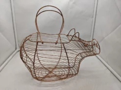 Mid 20th Century French Wire Egg Basket Copper Pig -Chairish Shop mid 20th century french wire egg basket copper pig 7093 scaled