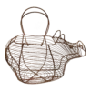 Mid 20th Century French Wire Egg Basket Copper Pig