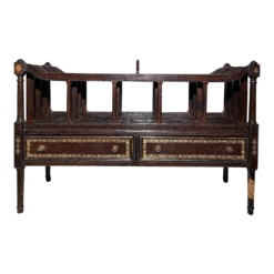 Mid-20th Century Large Canterbury Maitland-Smith Wood And Florentine Leather Magazine Rack