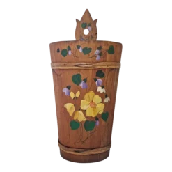 Mid 20th Century Mid Century Folk Art Tole Painted Wooden Umbrella Stand