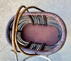 Mid 20th-Century Sizable Pencil Reed Bamboo Basket With Fold-Down Handles 14 Mid 20th-Century Sizable Pencil Reed Bamboo Basket With Fold-Down Handles -Chairish Shop mid 20th century sizable pencil reed bamboo basket with fold down handles 8300 scaled