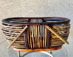 Chairish Shop -Chairish Shop mid 20th century sizable pencil reed bamboo basket with fold down handles 8360 scaled