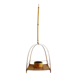 Mid 20th Century Suzuki Gengensai Japanese Woven Bamboo Hanging Ikebana Basket