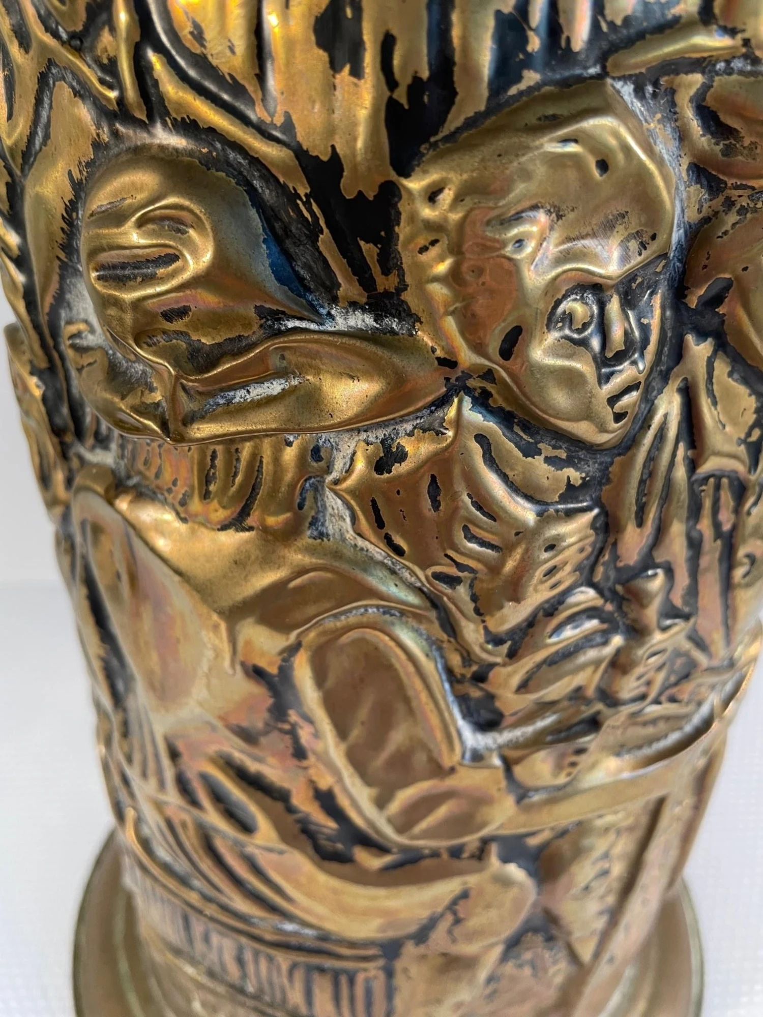 Mid 20th Century Vintage Brass English Repousse Umbrella Stand 4 Mid 20th Century Vintage Brass English Repousse Umbrella Stand - Image 4