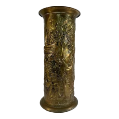 Mid 20th Century Vintage Brass English Repousse Umbrella Stand