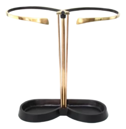 Mid-Century Aluminum And Brass Umbrella Stand In Style Of Carl Auböck, 1950s