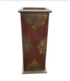 Mid-Century Arts And Crafts Mango Wood With Mounted Brass Sheeting Ornate Umbrella Stand -Chairish Shop mid century arts and crafts mango wood with mounted brass sheeting ornate umbrella stand 4720