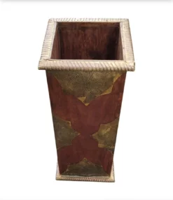 Mid-Century Arts And Crafts Mango Wood With Mounted Brass Sheeting Ornate Umbrella Stand -Chairish Shop mid century arts and crafts mango wood with mounted brass sheeting ornate umbrella stand 9404