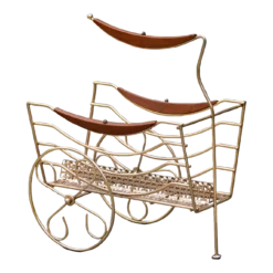 Mid Century Brass Chariot Magazine Rack