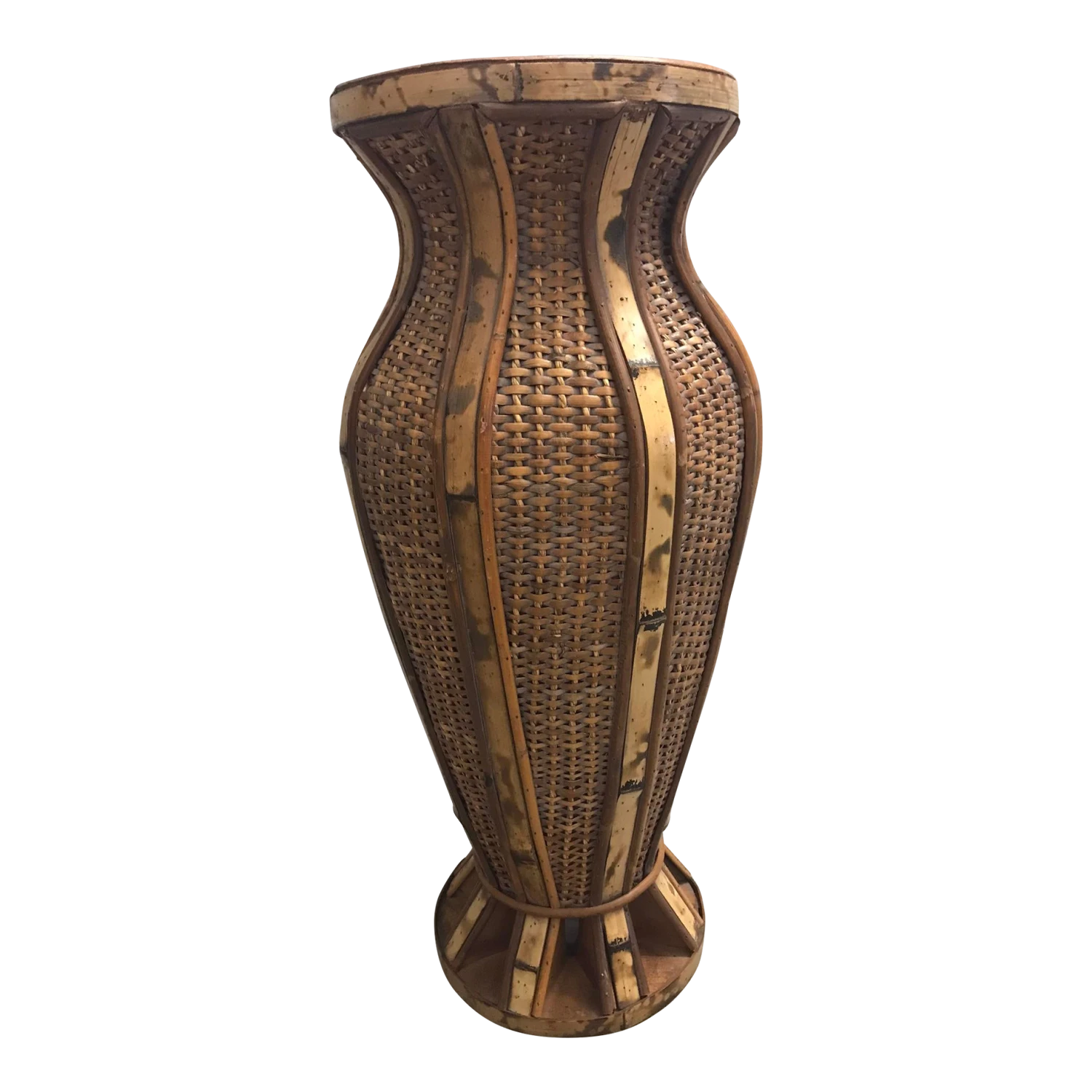 Mid Century Cane And Wicker Umbrella Stand 1 Mid Century Cane And Wicker Umbrella Stand