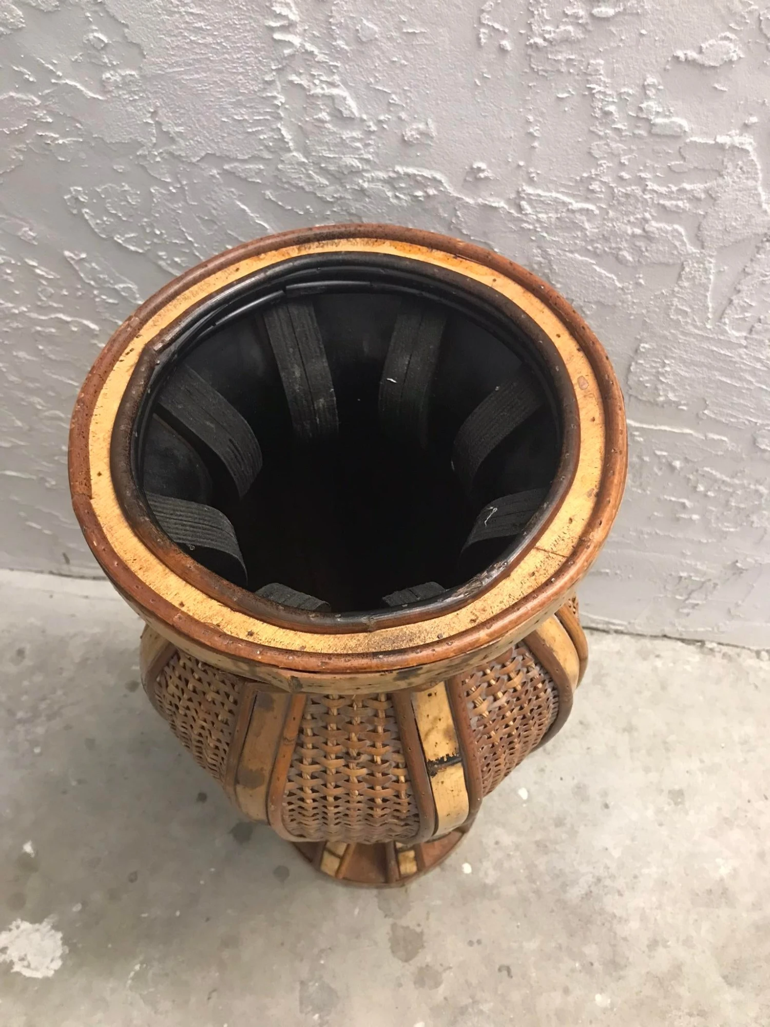 Mid Century Cane And Wicker Umbrella Stand 3 Mid Century Cane And Wicker Umbrella Stand - Image 3