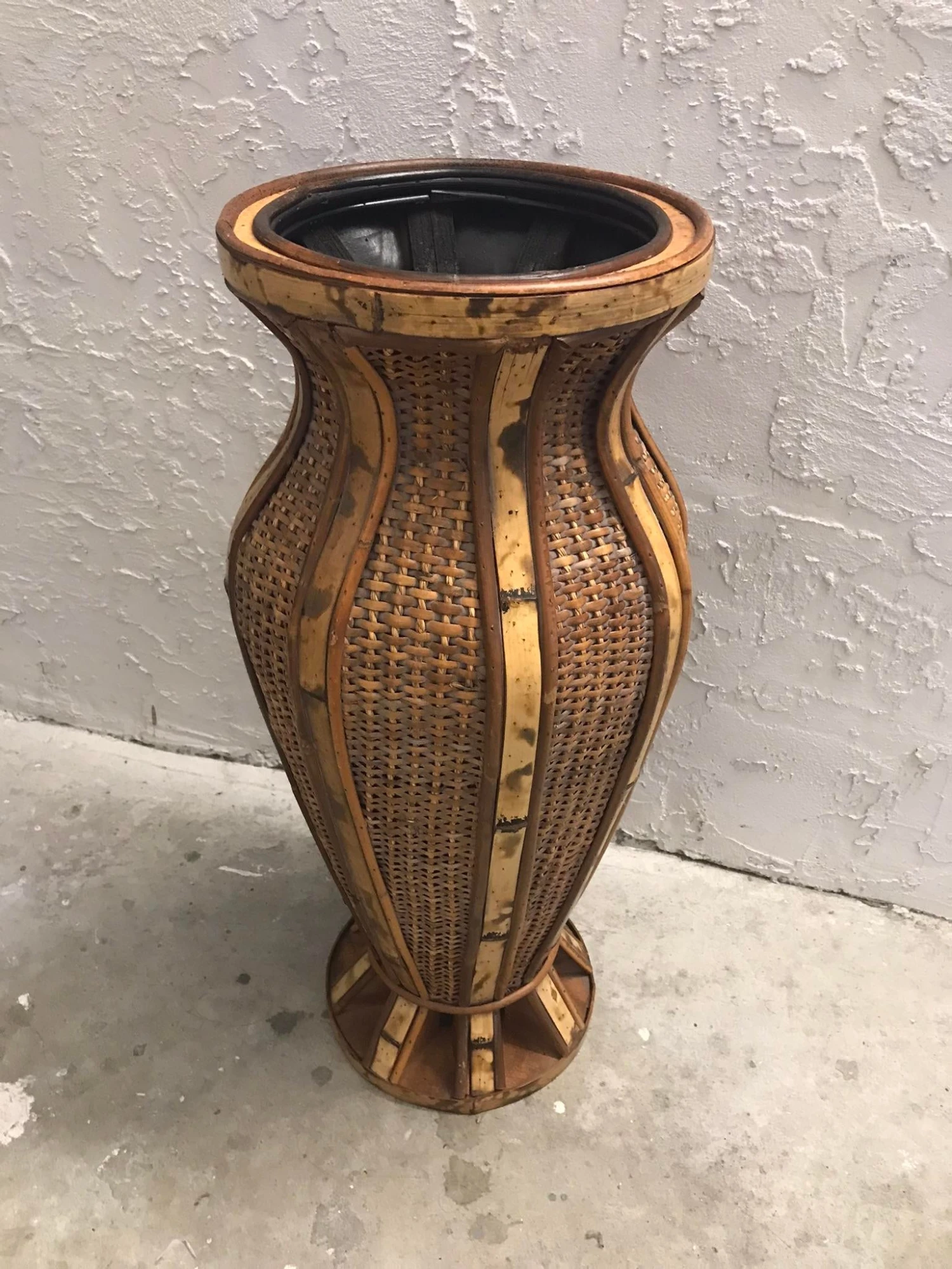 Mid Century Cane And Wicker Umbrella Stand 4 Mid Century Cane And Wicker Umbrella Stand - Image 4