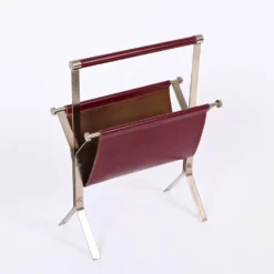 Mid-Century Chromed Steel And Red Leather Magazine Rack From Alessandro Albrizzi, 1970s 12 Mid-Century Chromed Steel And Red Leather Magazine Rack From Alessandro Albrizzi, 1970s -Chairish Shop mid century chromed steel and red leather magazine rack from alessandro albrizzi 1970s 0681