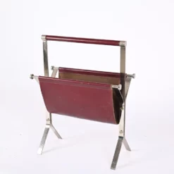 Mid-Century Chromed Steel And Red Leather Magazine Rack From Alessandro Albrizzi, 1970s 19 Mid-Century Chromed Steel And Red Leather Magazine Rack From Alessandro Albrizzi, 1970s -Chairish Shop mid century chromed steel and red leather magazine rack from alessandro albrizzi 1970s 1401