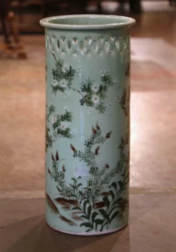 Mid-Century French Hand Painted Porcelain Umbrella Stand With Floral Motifs 13 Mid-Century French Hand Painted Porcelain Umbrella Stand With Floral Motifs -Chairish Shop mid century french hand painted porcelain umbrella stand with floral motifs 1882 scaled