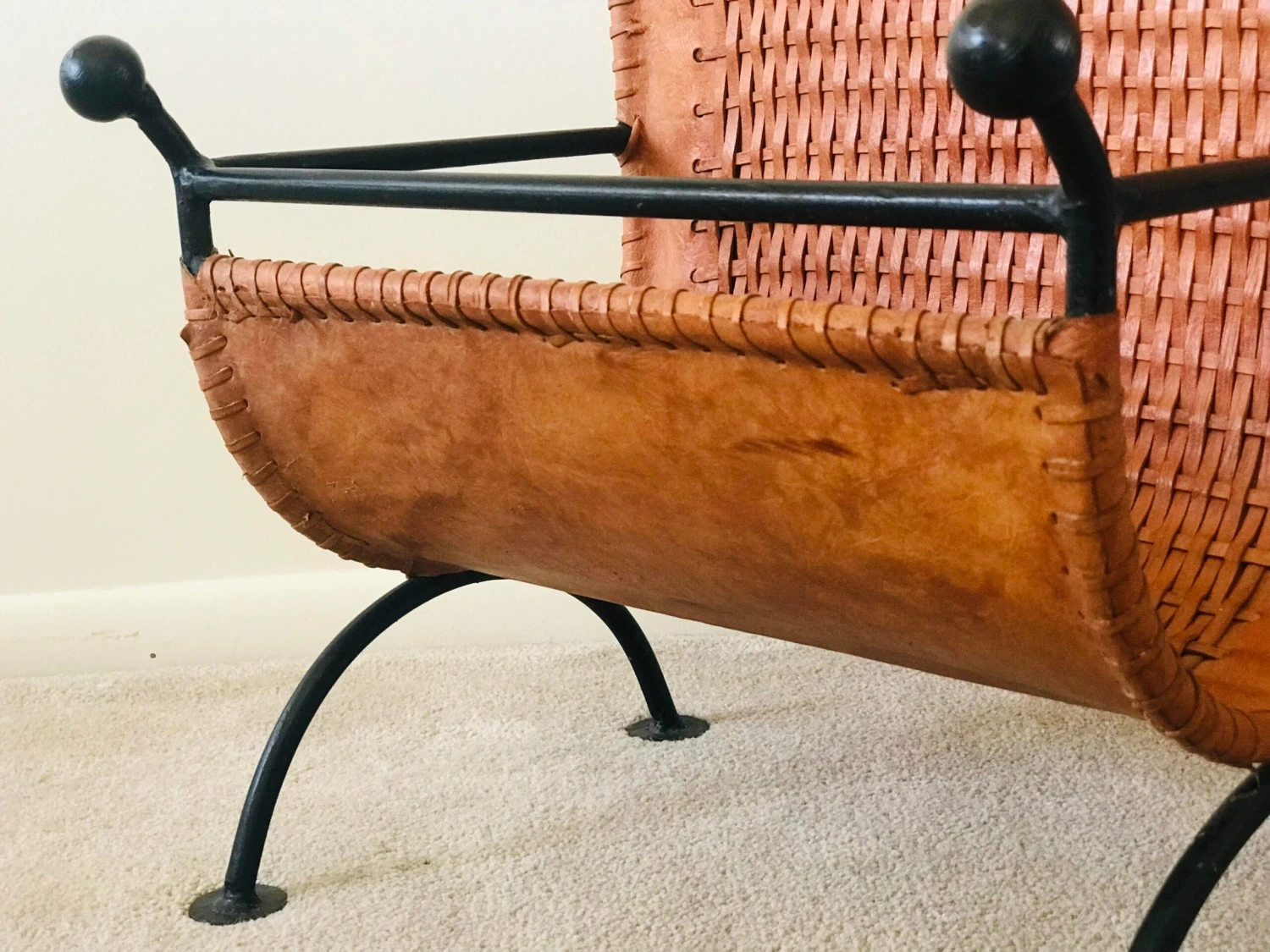 Mid Century French Leather And Steel Magazine Holder 9 Mid Century French Leather And Steel Magazine Holder - Image 9