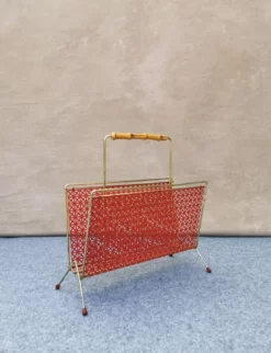Mid-Century German Gold & Red Magazine Rack, 1950s -Chairish Shop mid century german gold and red magazine rack 1950s 7529