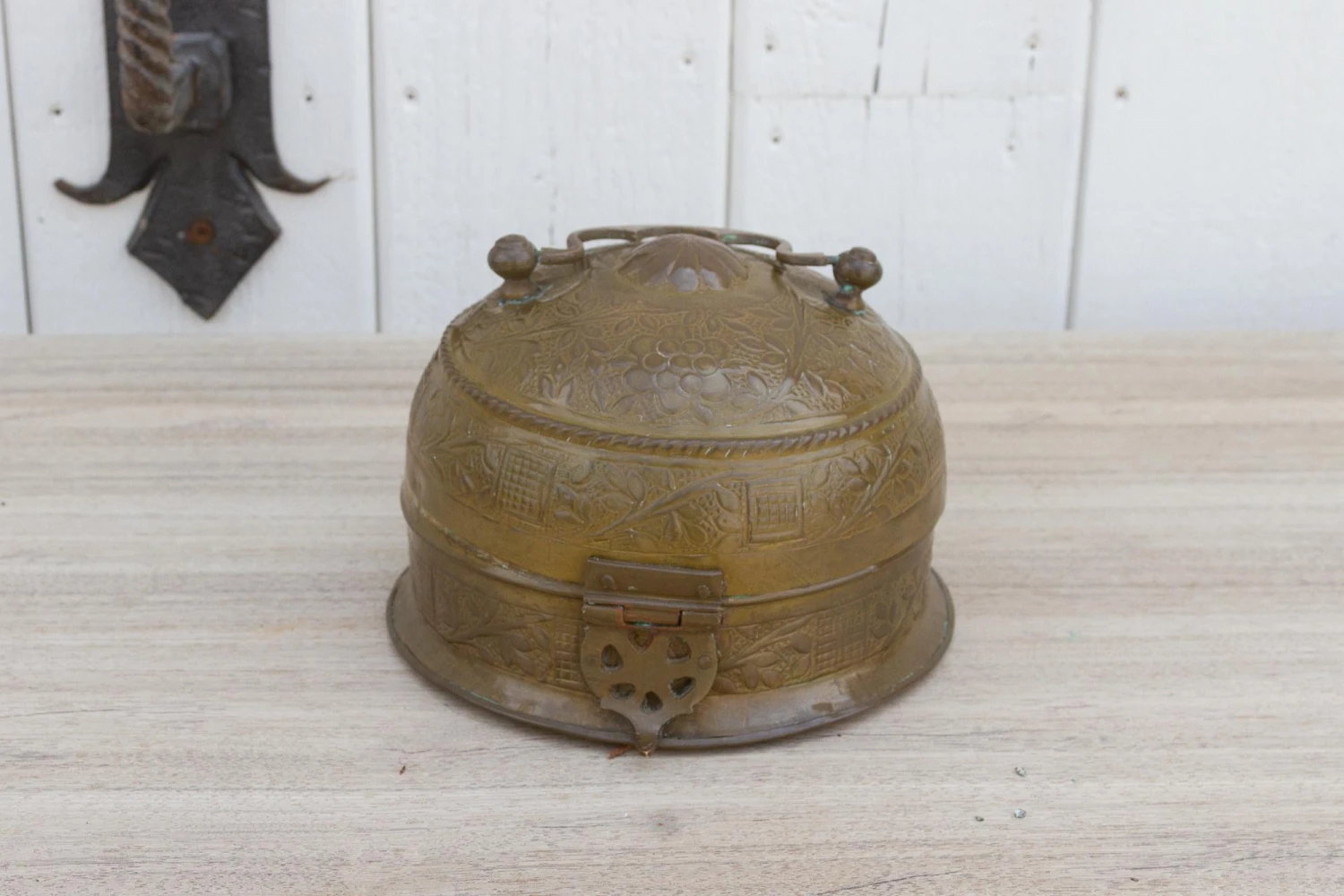 Mid-Century Indian Brass Beetlenut Box 6 Mid-Century Indian Brass Beetlenut Box - Image 6