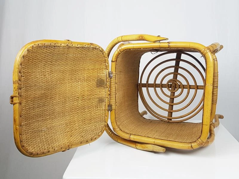 Mid-Century Italian Rush And Rattan Work Basket 10 Mid-Century Italian Rush And Rattan Work Basket - Image 10