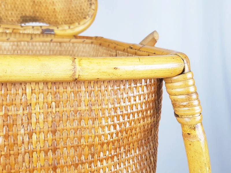 Mid-Century Italian Rush And Rattan Work Basket 9 Mid-Century Italian Rush And Rattan Work Basket - Image 9