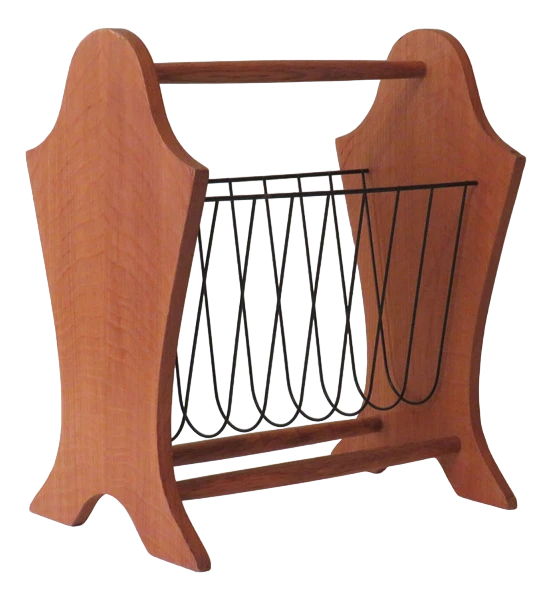 Mid-Century Magazine Rack In Wood And Metal, Belgium, 1960s 1 Mid-Century Magazine Rack In Wood And Metal, Belgium, 1960s