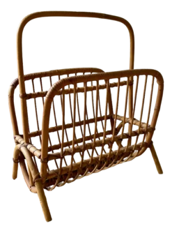 Mid-Century Modern Bamboo And Rattan Magazine Holder, 1960s