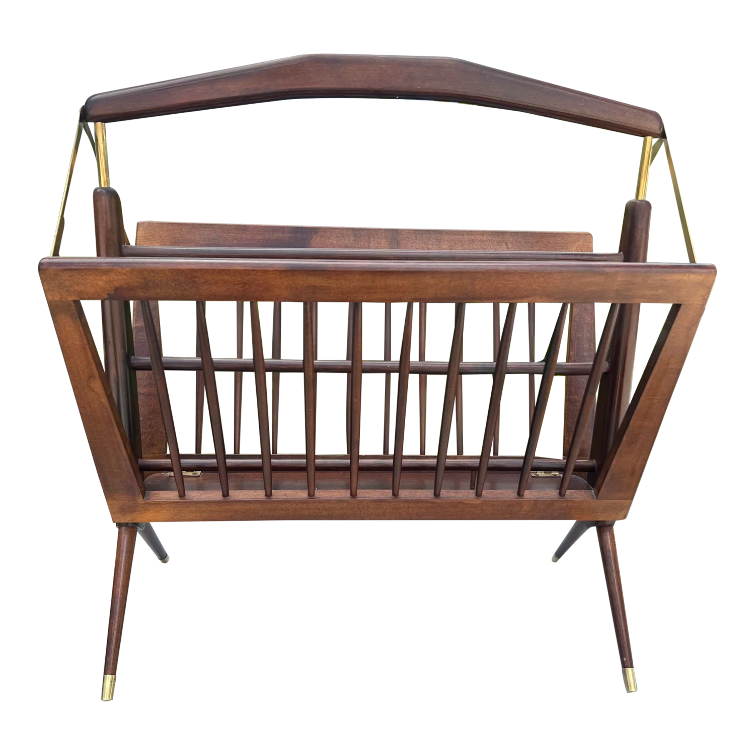 Mid Century Modern Italian Walnut Magazine Rack By Cesare Lacca 1 Mid Century Modern Italian Walnut Magazine Rack By Cesare Lacca
