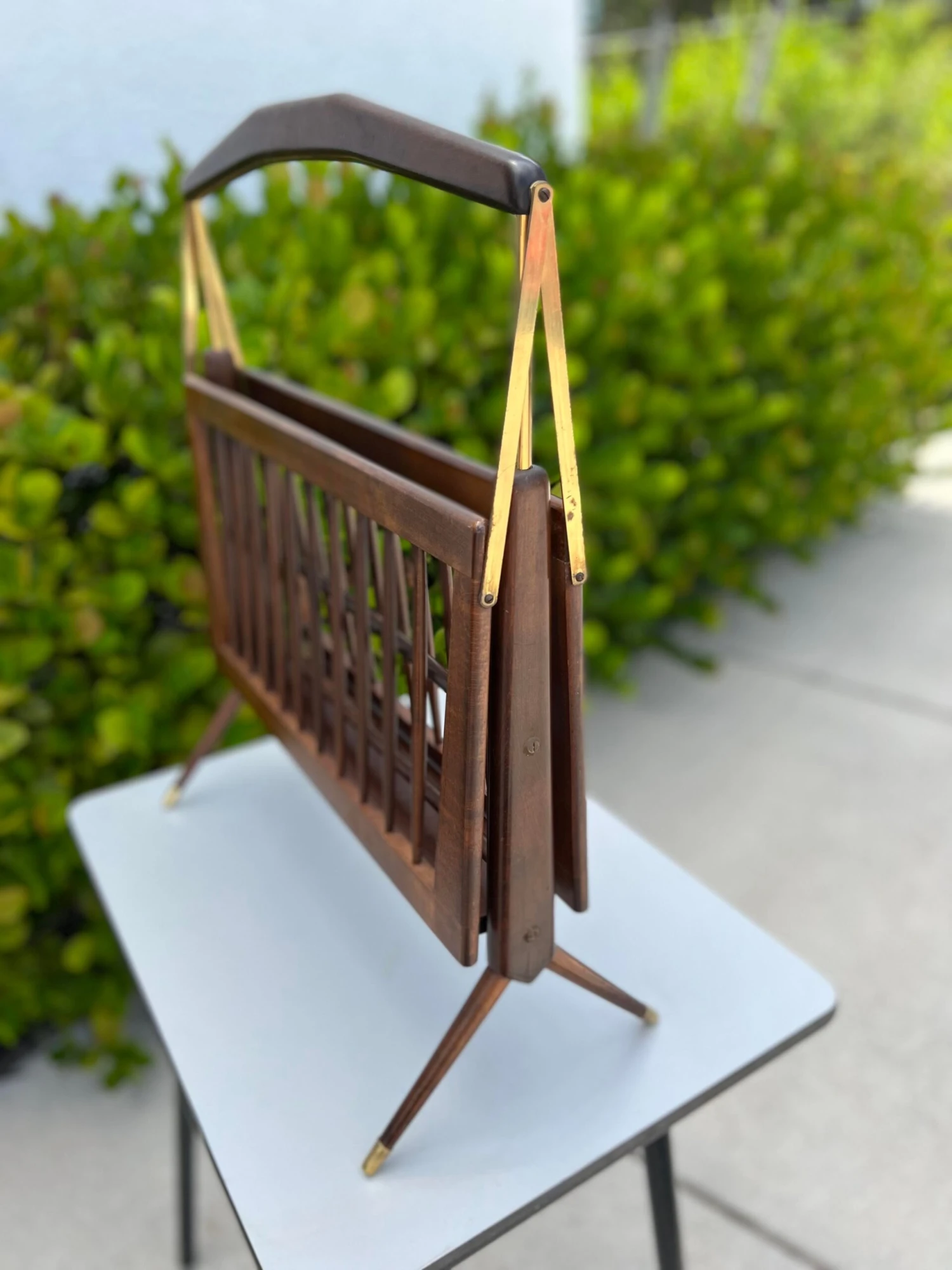 Mid Century Modern Italian Walnut Magazine Rack By Cesare Lacca 5 Mid Century Modern Italian Walnut Magazine Rack By Cesare Lacca - Image 5
