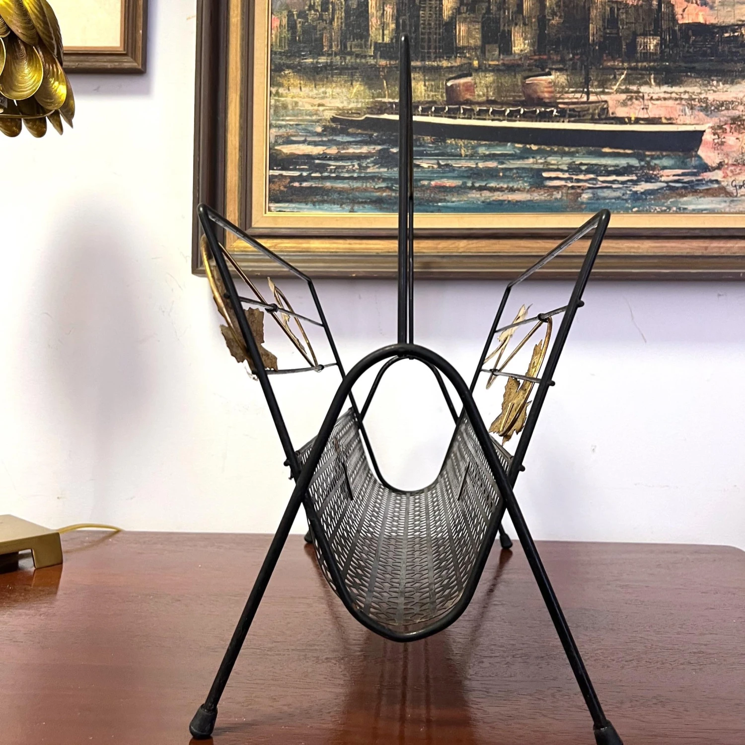 Mid-Century Modern Perforated Magazine/ Record Rack 2 Mid-Century Modern Perforated Magazine/ Record Rack - Image 2