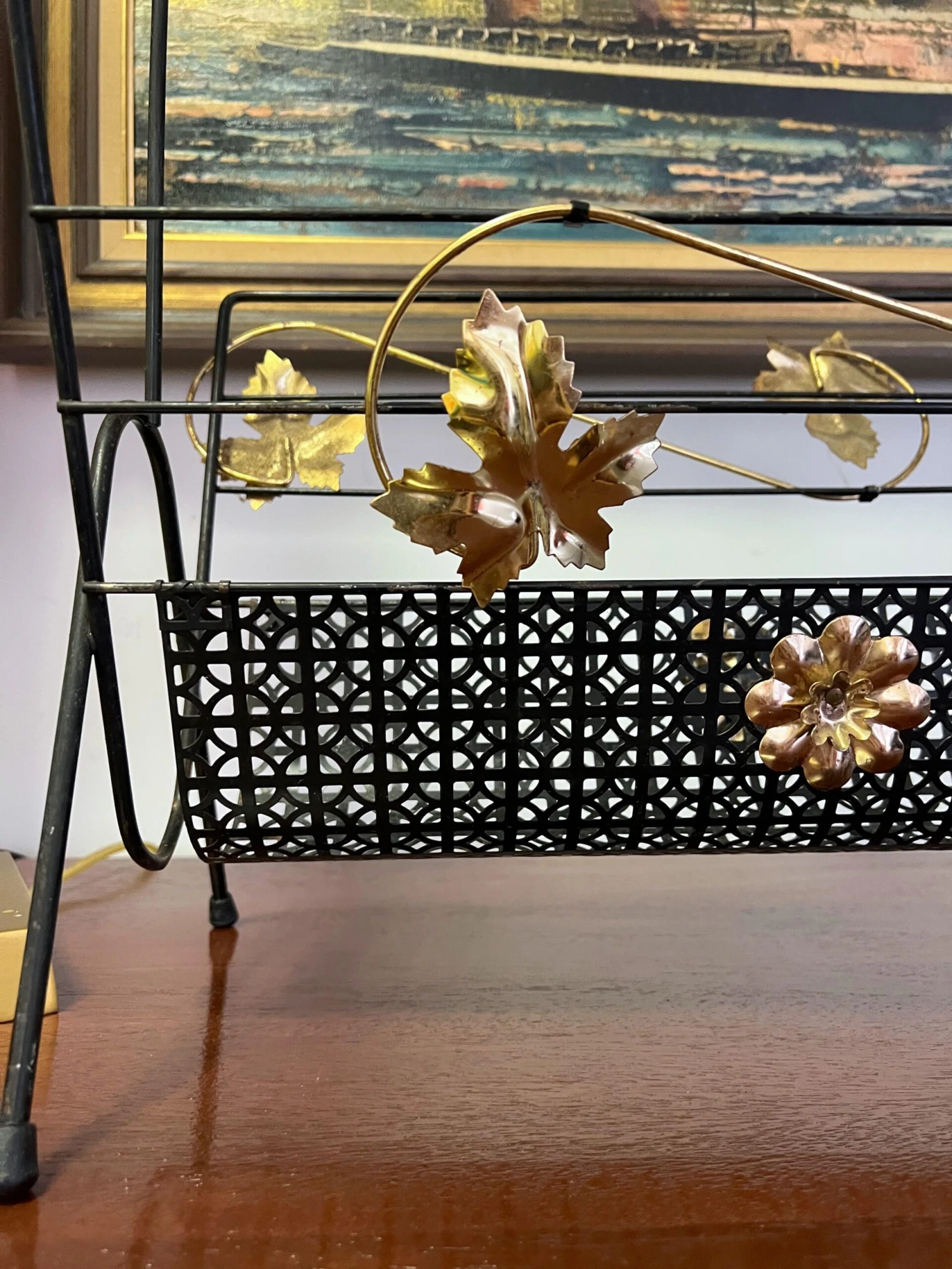 Mid-Century Modern Perforated Magazine/ Record Rack 6 Mid-Century Modern Perforated Magazine/ Record Rack - Image 6