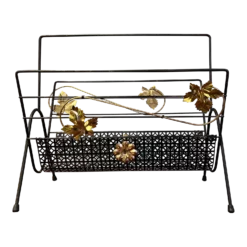 Mid-Century Modern Perforated Magazine/ Record Rack