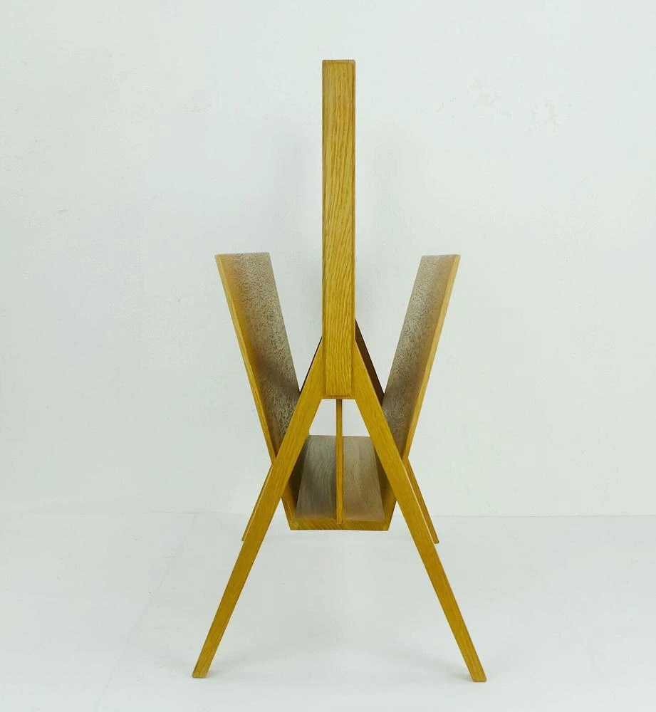 Mid-Century Puristic Newspaper Stand In Oak, 1960s 6 Mid-Century Puristic Newspaper Stand In Oak, 1960s - Image 6