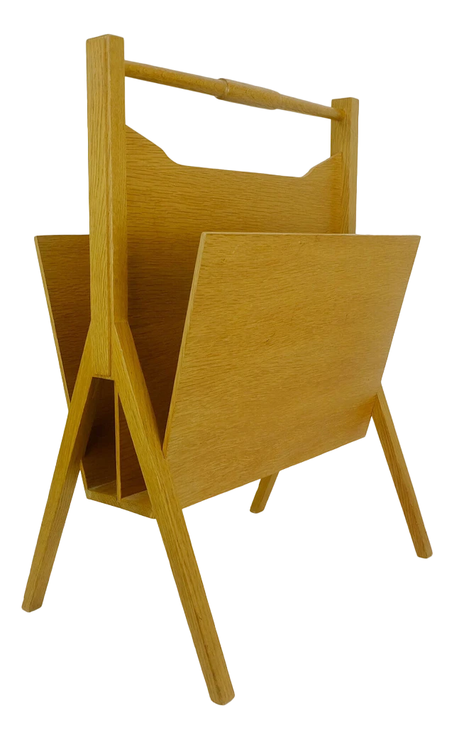 Mid-Century Puristic Newspaper Stand In Oak, 1960s 1 Mid-Century Puristic Newspaper Stand In Oak, 1960s