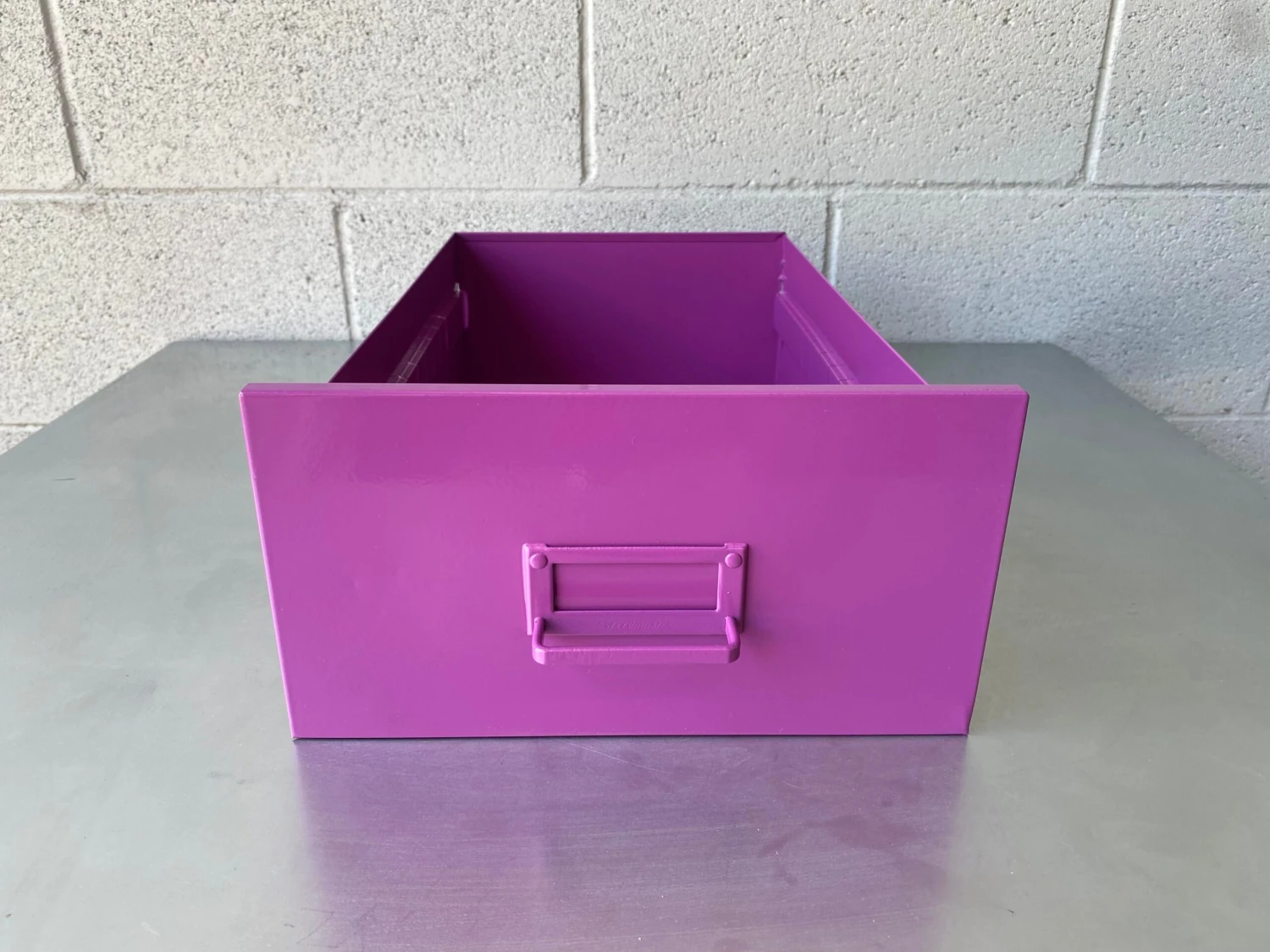 Mid Century Steel Drawer Insert, Repurposed As Organizer / Container, Refinished In Magenta 2 Mid Century Steel Drawer Insert, Repurposed As Organizer / Container, Refinished In Magenta - Image 2