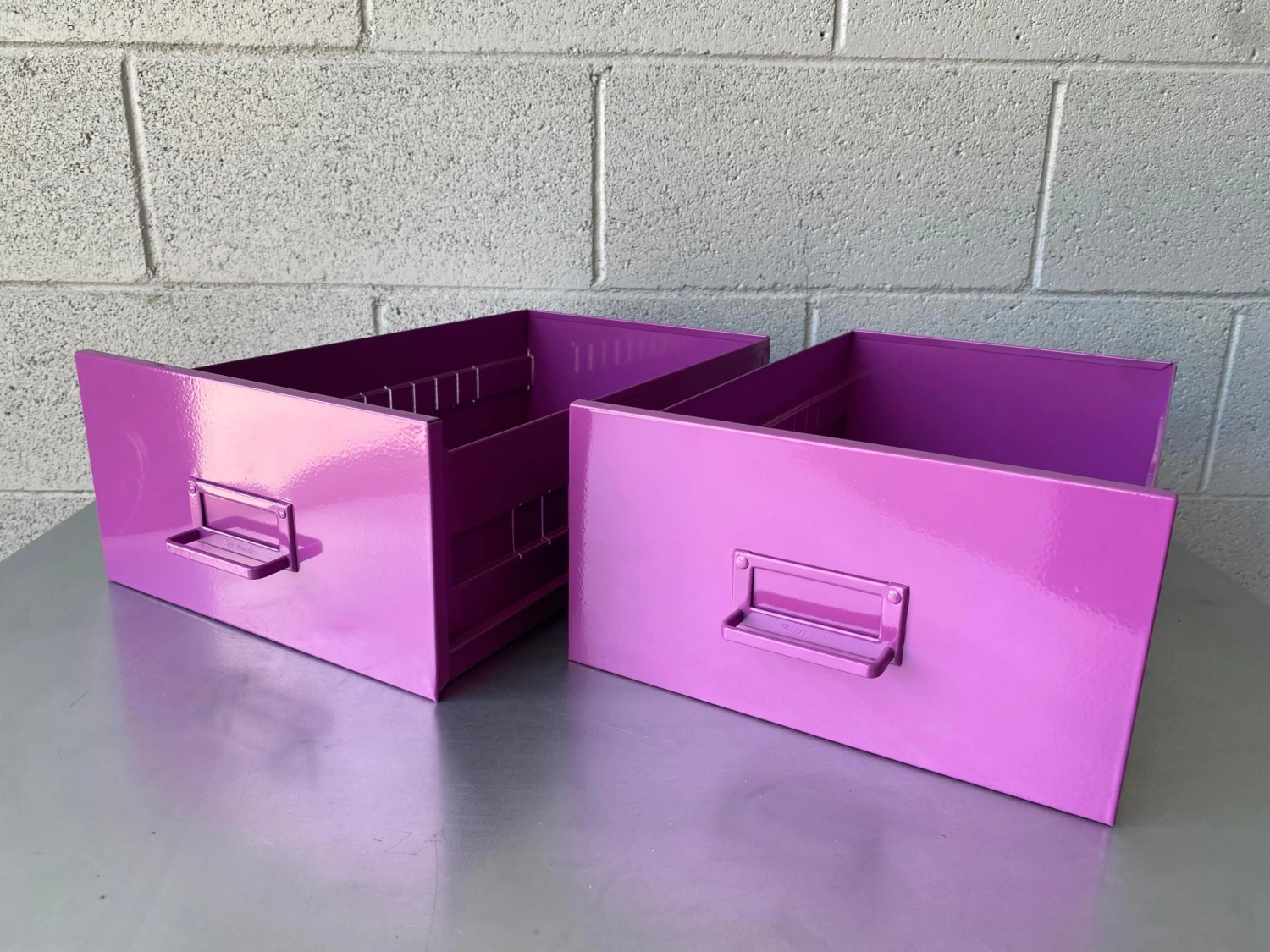 Mid Century Steel Drawer Insert, Repurposed As Organizer / Container, Refinished In Magenta 6 Mid Century Steel Drawer Insert, Repurposed As Organizer / Container, Refinished In Magenta - Image 6
