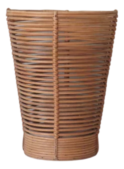 Mid-Century Umbrella Stand In Wood, Pottery & Wicker