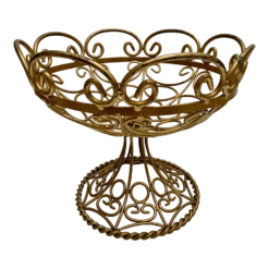 Midcentury Open Weave Metal Decor Or Fruit Basket