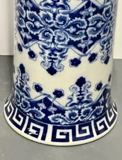 Oriental Porcelain Flow Blue White Umbrella Stand, Large Vase, Floral Decorated 14 Oriental Porcelain Flow Blue White Umbrella Stand, Large Vase, Floral Decorated -Chairish Shop oriental porcelain flow blue white umbrella stand large vase floral decorated 9216